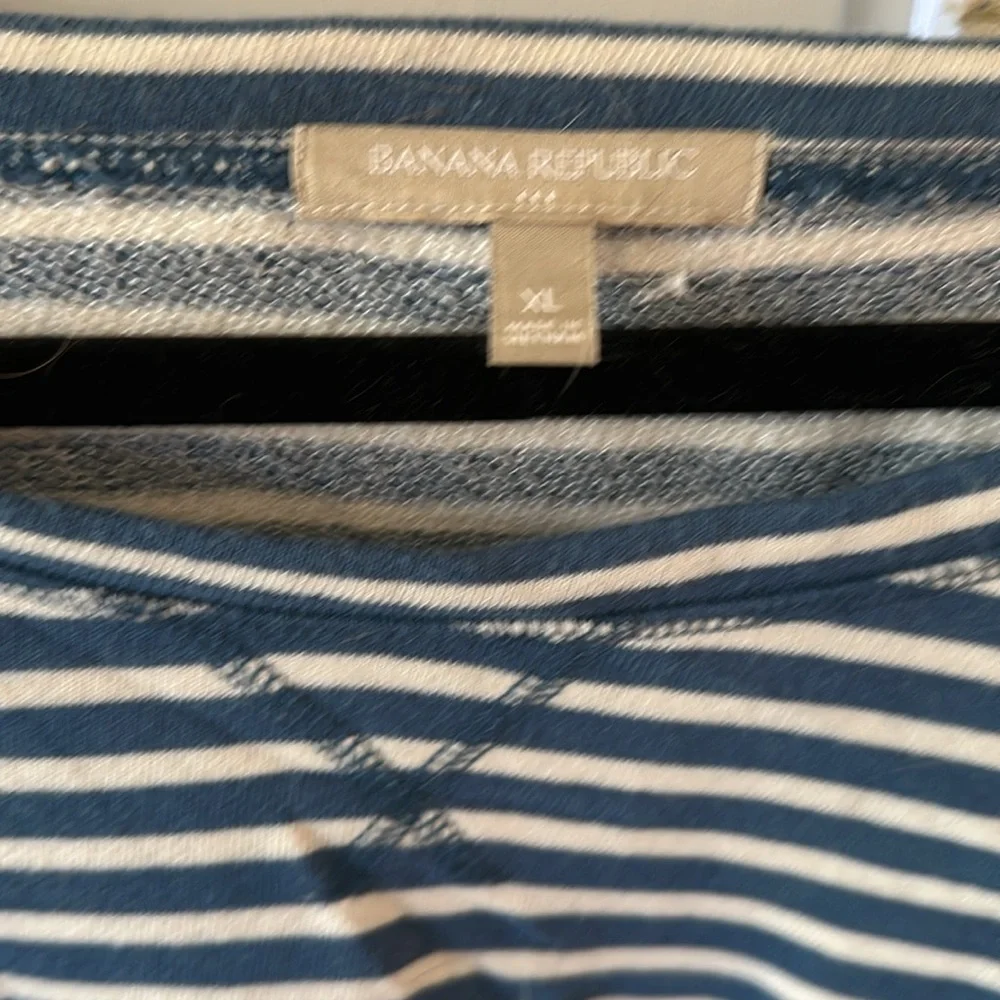 Banana Republic Striped Boatneck Sweatshirt 3/4 Sleeve XL - Picture 2 of 4